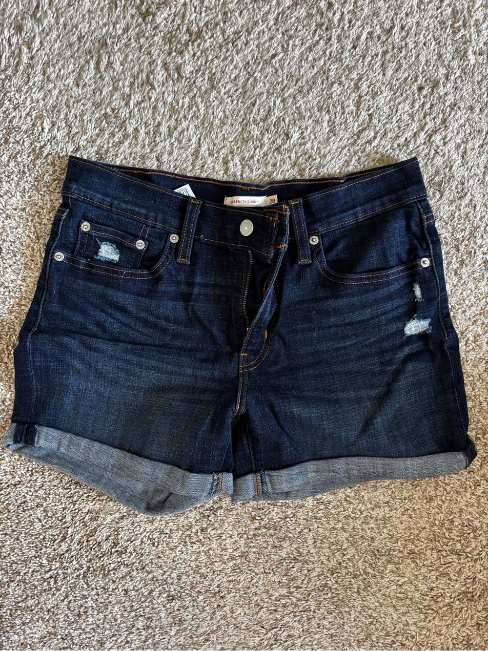 Levi's Dark Blue Rolled Cuff Denim Shorts